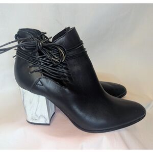 👢 Kelsi Dagger Brooklyn Wellington Black Marble Bootie Size 9